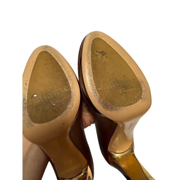 Salvatore Ferragamo Brown Tamina Heels Sz. 7 - Picture 7 of 9